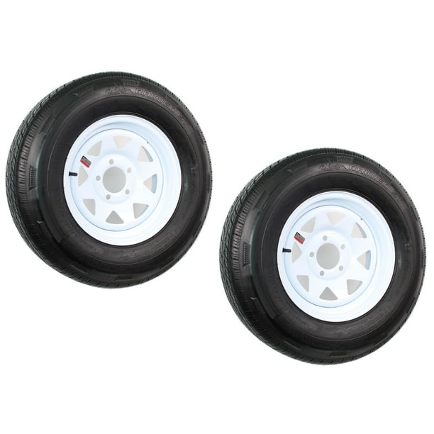 bolt circle 5x4.5 14 White Spoke Trailer Wheel with Radial ST215/75R14 Tire Mounted